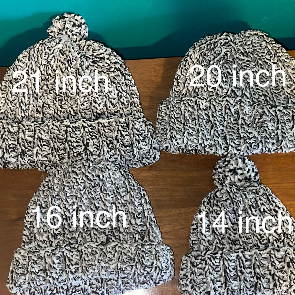 Black and White Kids Knit family Beanie set